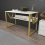 Hanah Home Lona Escritorio de Estudio Blanco y Dorado